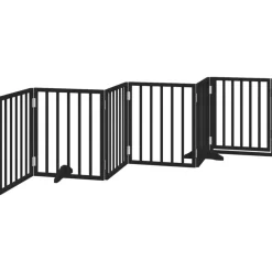 vidaXL Puerta para perros plegable 6 paneles madera álamo negra 300 cm Negro New