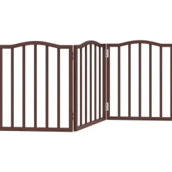 vidaXL Puerta para perros plegable 3 paneles álamo marrón roble 150 cm Marr&oacute;n roble New