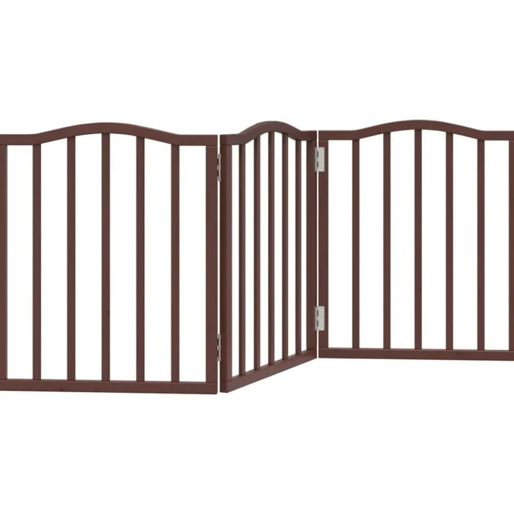 vidaXL Puerta para perros plegable 3 paneles álamo marrón roble 150 cm Marrón roble New