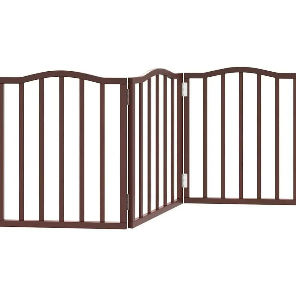 vidaXL Puerta para perros plegable 3 paneles álamo marrón roble 150 cm Marrón roble New