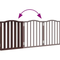vidaXL Puerta para perros plegable 3 paneles álamo marrón roble 150 cm Marrón roble New