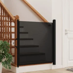 vidaXL Puerta retráctil para mascotas negra 82,5x125 cm Negro Sale