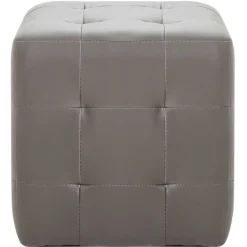 vidaXL Puf 2 unidades cuero sintético 30x30x30 cm Gris Online