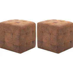 vidaXL Puf 2 unidades piel de ante artificial marrón 30x30x30 cm Marr&oacute;n Best