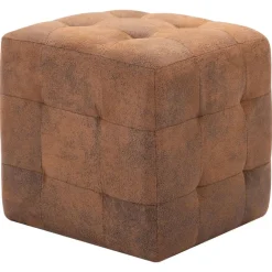 vidaXL Puf 2 unidades piel de ante artificial marrón 30x30x30 cm Marr&oacute;n Best