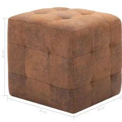 vidaXL Puf 2 unidades piel de ante artificial marrón 30x30x30 cm Marr&oacute;n Best