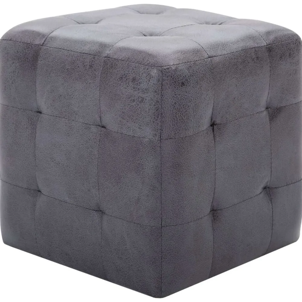 vidaXL Otomanas-Puf 2 unidades piel de ante artificial 30x30x30 cm
