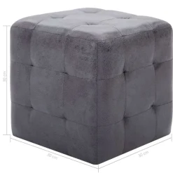 vidaXL Otomanas-Puf 2 unidades piel de ante artificial 30x30x30 cm