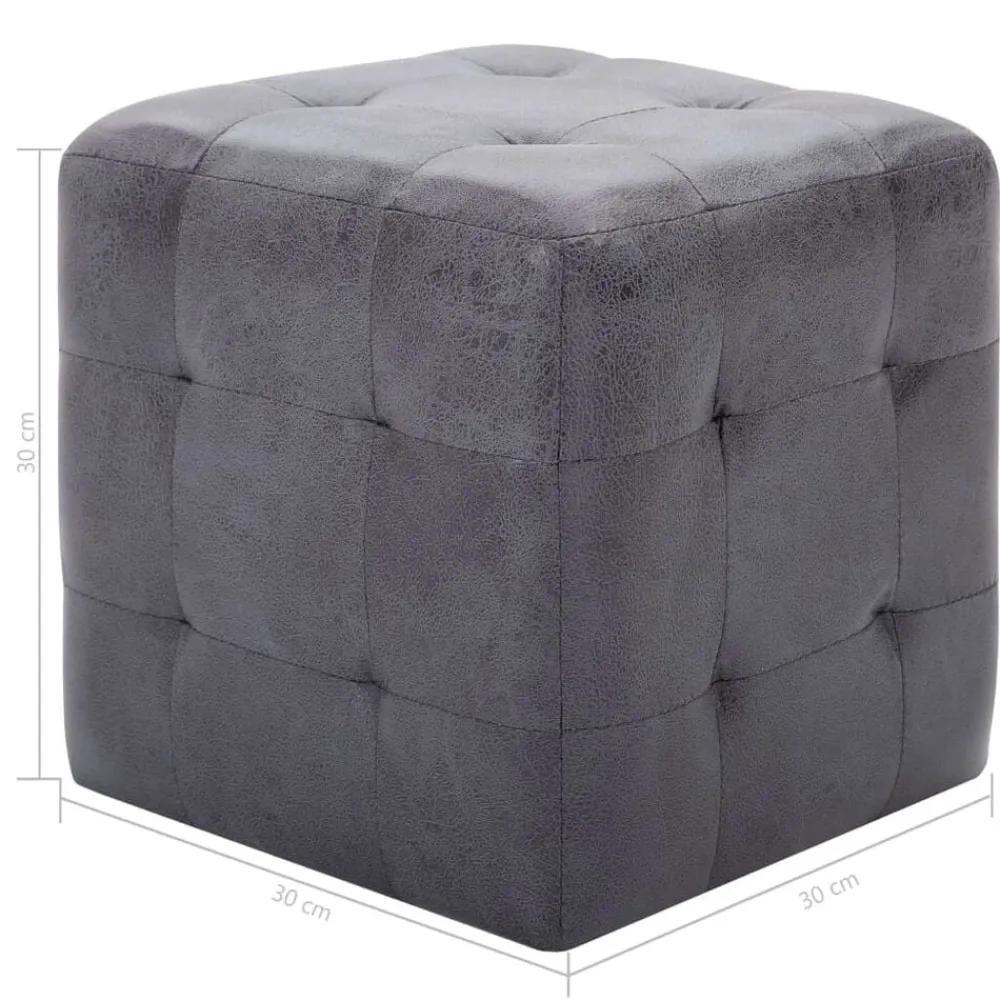vidaXL Otomanas-Puf 2 unidades piel de ante artificial 30x30x30 cm
