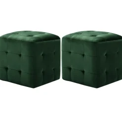 vidaXL Puf 2 unidades terciopelo 30x30x30 cm Verde