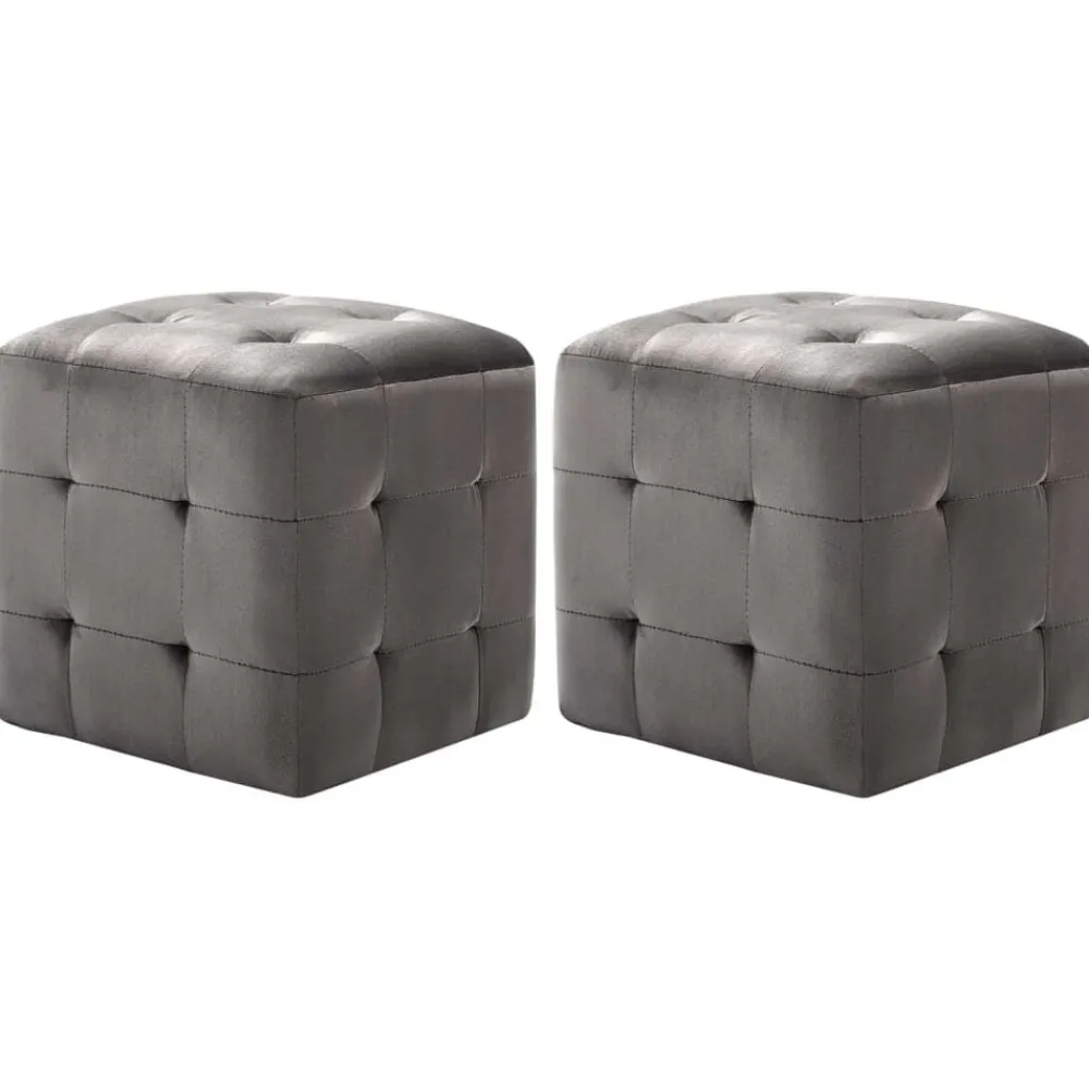 vidaXL Puf 2 unidades terciopelo 30x30x30 cm Gris New