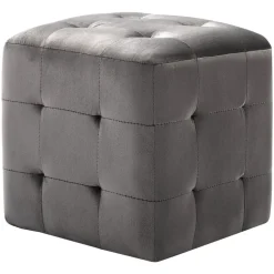 vidaXL Puf 2 unidades terciopelo 30x30x30 cm Gris New