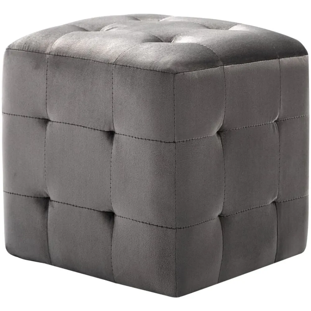 vidaXL Puf 2 unidades terciopelo 30x30x30 cm Gris New