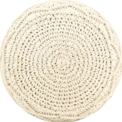vidaXL Puf de macramé hecho a mano algodón 45x30 cm Blanco Clearance