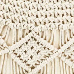 vidaXL Puf de macramé hecho a mano algodón 45x30 cm Blanco New