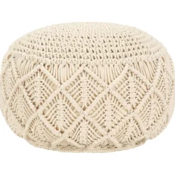 vidaXL Otomanas-Puf de macramé hecho a mano algodón 45x30 cm