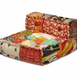 vidaXL Decoración-Puf modular de 3 plazas de tela