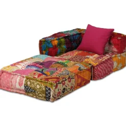 vidaXL Decoración-Puf modular de 2 plazas de tela
