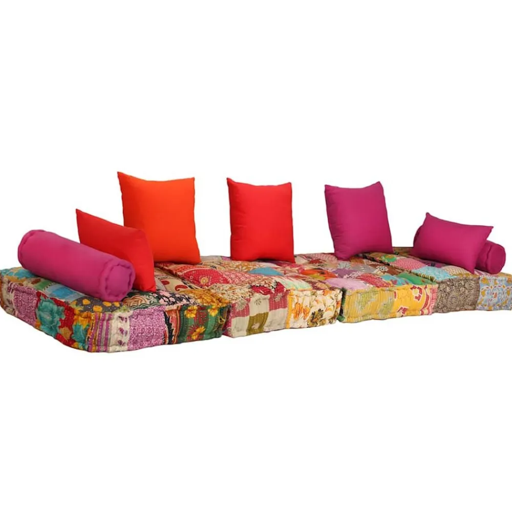 vidaXL Decoración-Puf modular de 2 plazas de tela