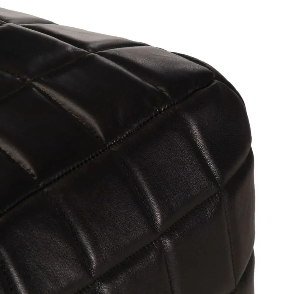 vidaXL Puf negro 40x40x40 cm cuero auténtico de cabra Online