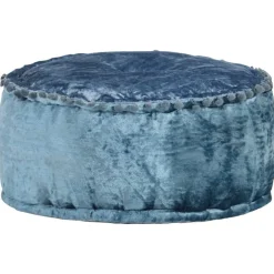 vidaXL Otomanas-Puf redondo de terciopelo azul 40x20 cm