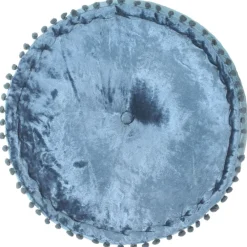 vidaXL Otomanas-Puf redondo de terciopelo azul 40x20 cm