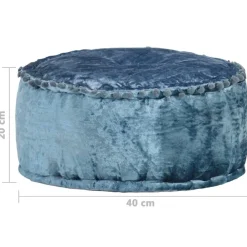 vidaXL Otomanas-Puf redondo de terciopelo azul 40x20 cm