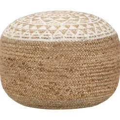 vidaXL Puf tejido a mano yute 45x30 cm Blanco Discount