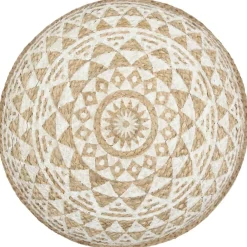 vidaXL Puf tejido a mano yute 45x30 cm Blanco Discount