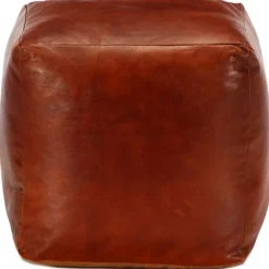 vidaXL Otomanas-Puf 40x40x40 cm cuero genuino de cabra
