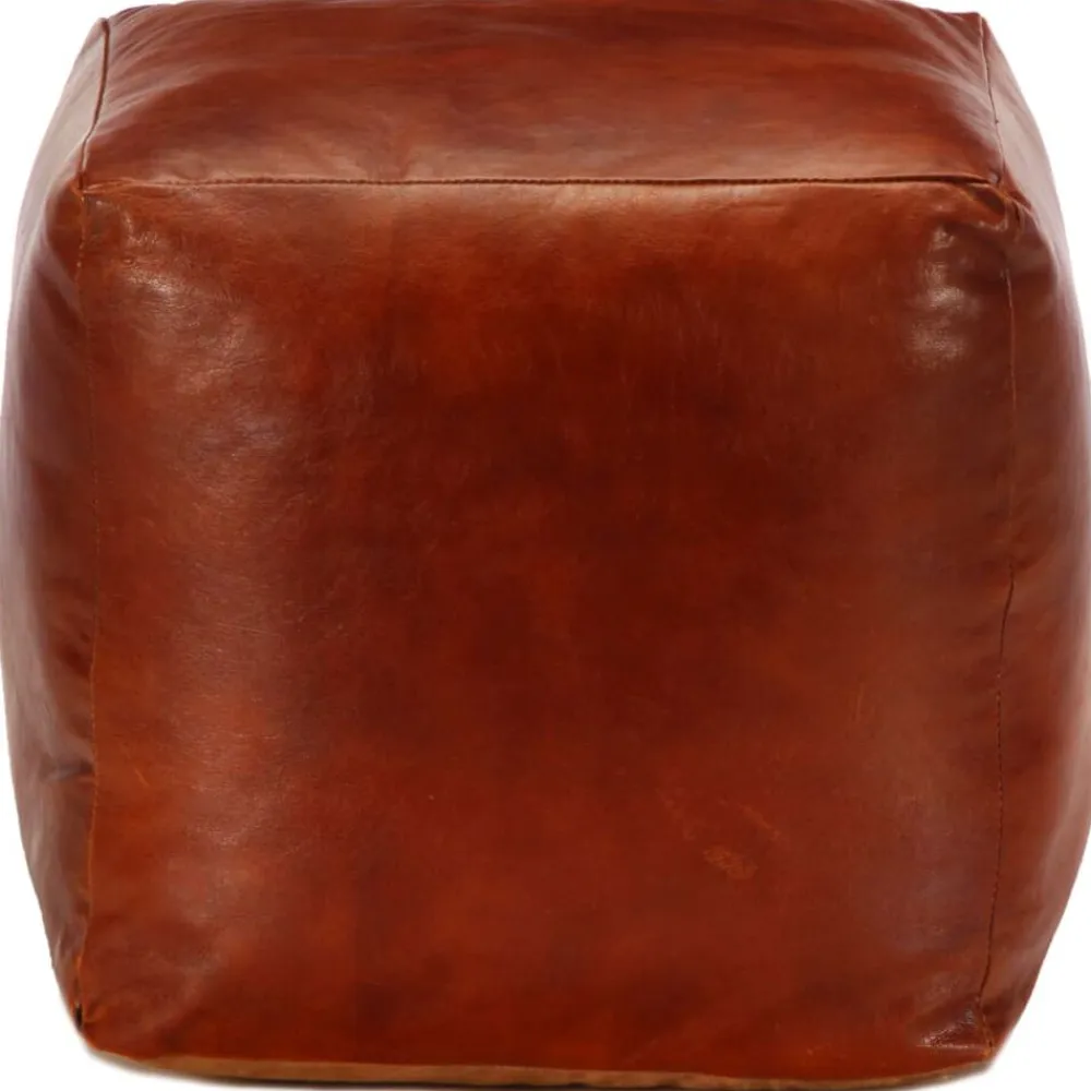 vidaXL Otomanas-Puf 40x40x40 cm cuero genuino de cabra