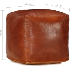vidaXL Otomanas-Puf 40x40x40 cm cuero genuino de cabra