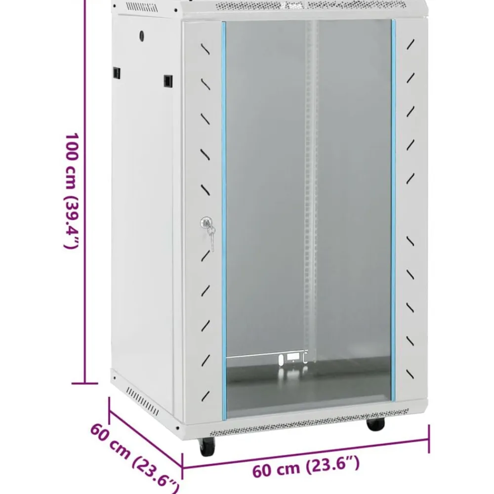 vidaXL Electrónica-Rack de servidores patas giratorias 18U 19" IP20 60x60x100 cm