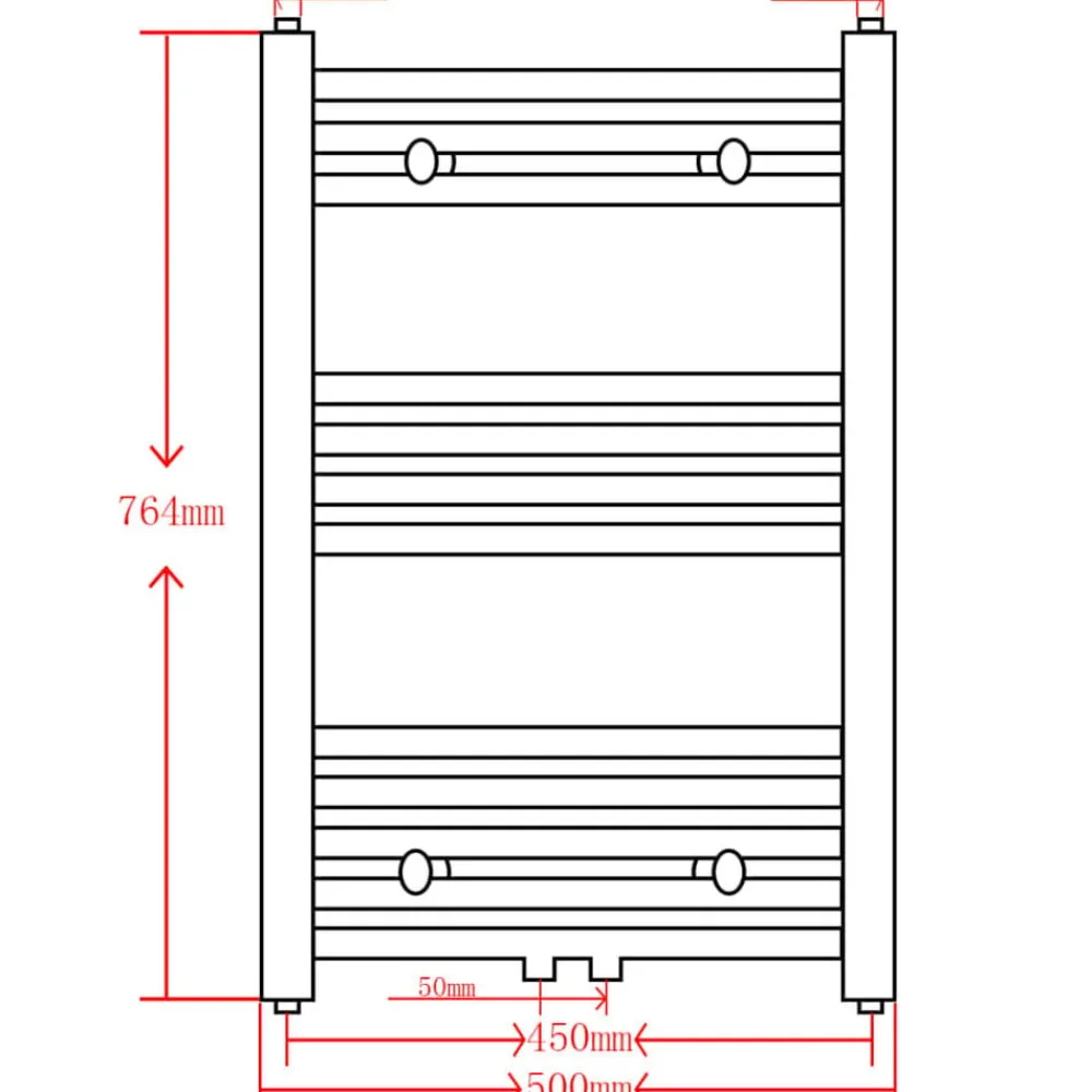 vidaXL Radiador toallero de baño recto 500 x 764 mm Gris Clearance