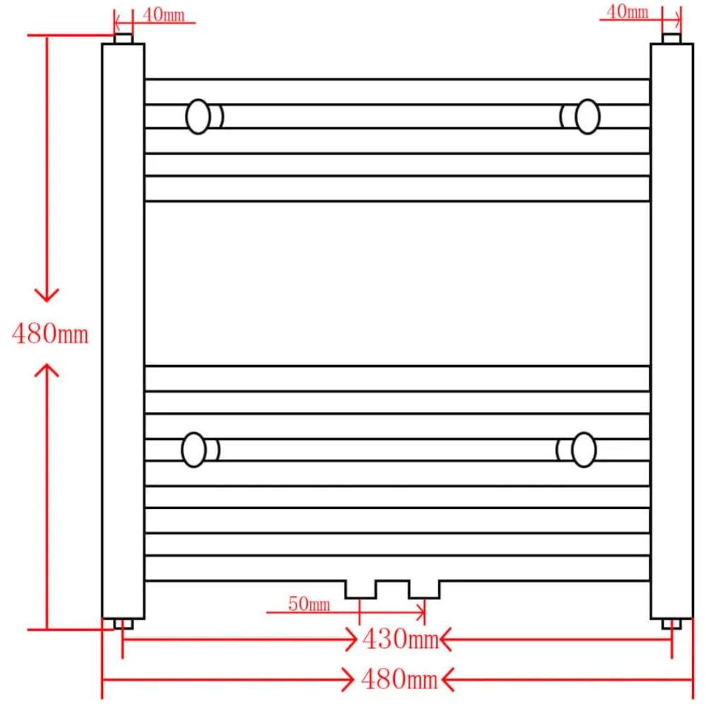 vidaXL Electrodomésticos-Radiador toallero de baño recto 480x480 mm