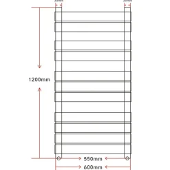 vidaXL Electrodomésticos-Radiador toallero de baño recto 600 x 1200 mm