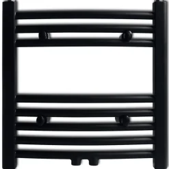 vidaXL Radiador toallero de baño curvo 480x480 mm Negro New