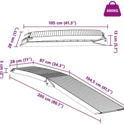vidaXL Piezas Y Accesorios Para Vehículos-Rampa de motocicleta 680 kg 2 pcs Plateado 205 x 28 x 5 cm