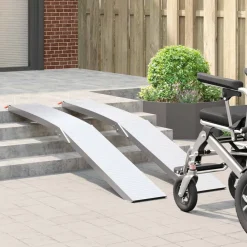 vidaXL Piezas Y Accesorios Para Vehículos-Rampa de motocicleta 680 kg 2 pcs Plateado 205 x 28 x 5 cm