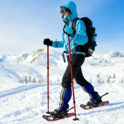 vidaXL Raquetas de nieve 3 en 1 con bastones de senderismo 53 x 21 cm Rojo Best