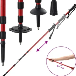 vidaXL Raquetas de nieve 3 en 1 con bastones de senderismo 53 x 21 cm Rojo Best