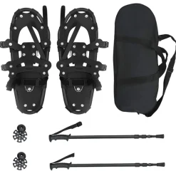 vidaXL Raquetas de nieve 3 en 1 con bastones de senderismo Negro Hot