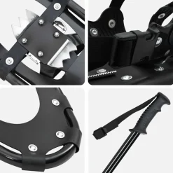 vidaXL Raquetas de nieve 3 en 1 con bastones de senderismo Negro Hot