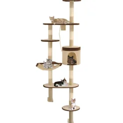 vidaXL Rascador de gato de pared postes de sisal 194 cm beige y marrón Beige y marr&oacute;n Best