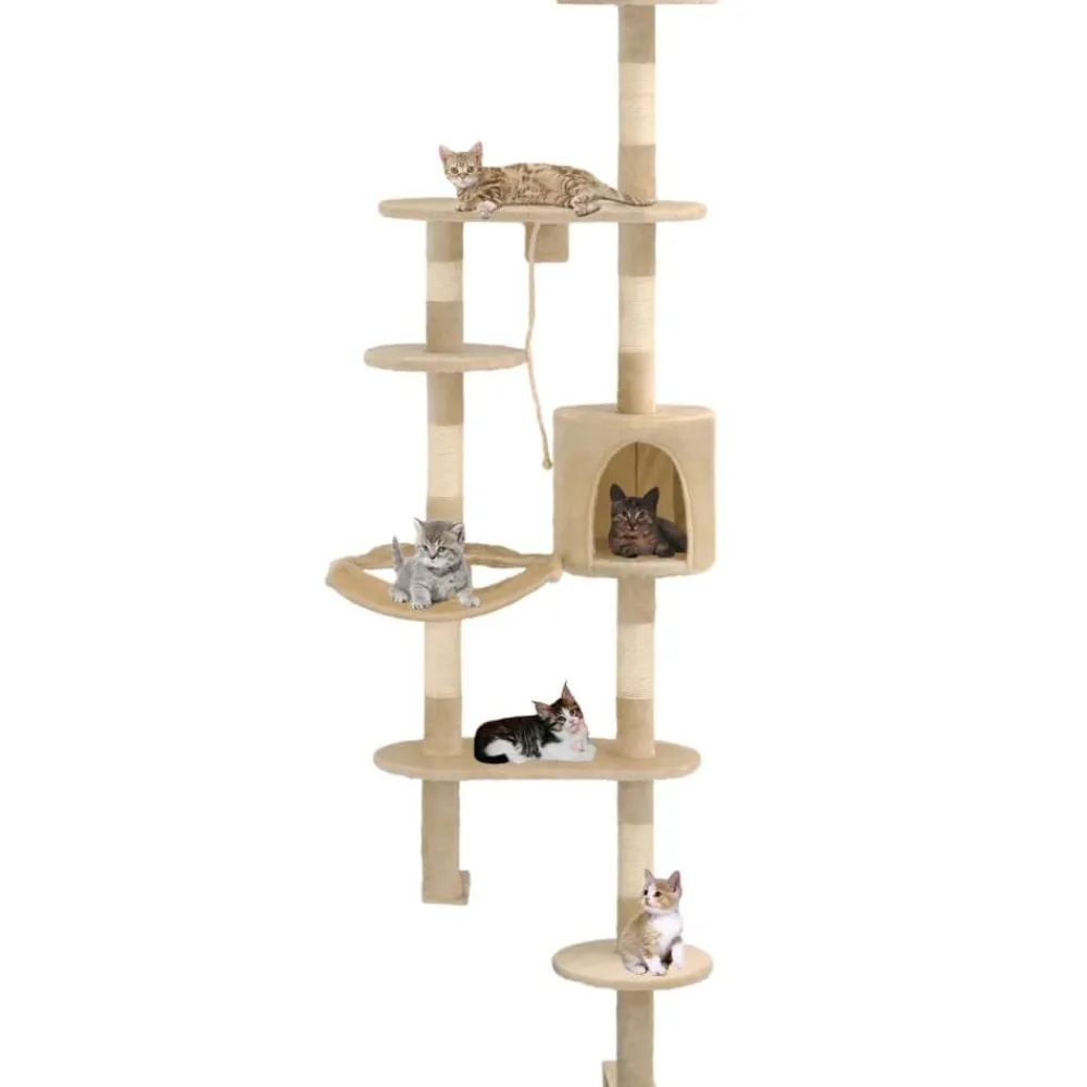 vidaXL Rascador de gatos de pared con poste de sisal 194 cm Beige Online
