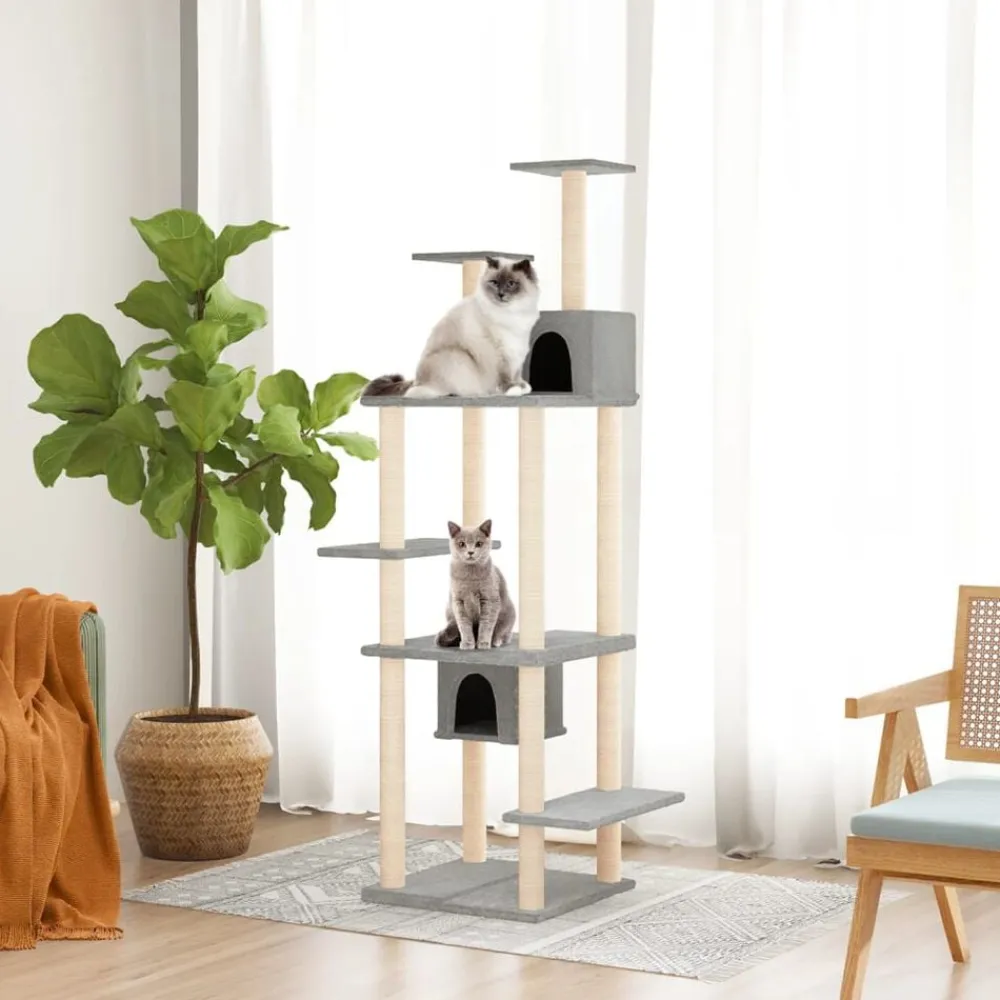 vidaXL Rascador para gatos con postes de sisal 176 cm Gris claro New