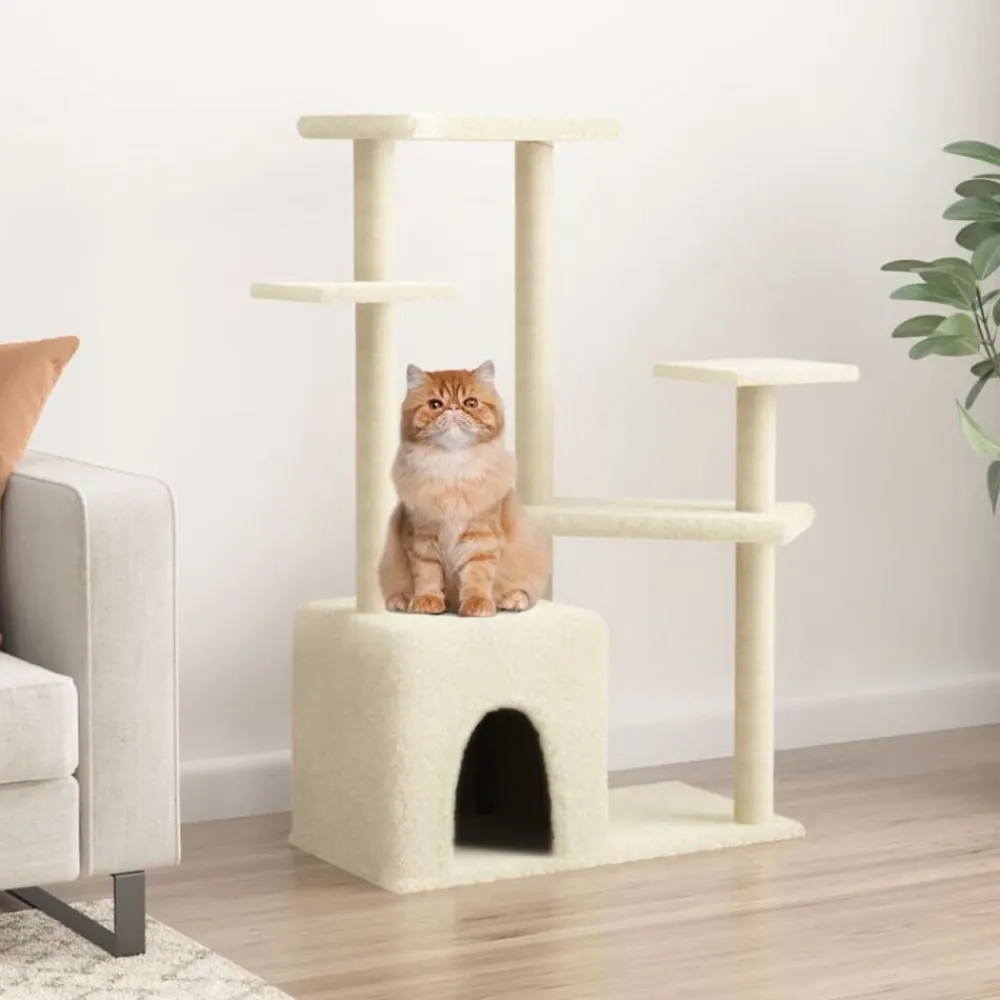 vidaXL Rascador para gatos con postes de sisal color 107,5 cm Crema Outlet