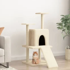 vidaXL Rascador para gatos con postes de sisal color 110 cm Crema New