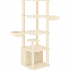 vidaXL Rascador para gatos con postes de sisal color 147 cm Crema Outlet