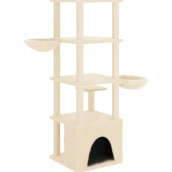 vidaXL Rascador para gatos con postes de sisal color 147 cm Crema Outlet